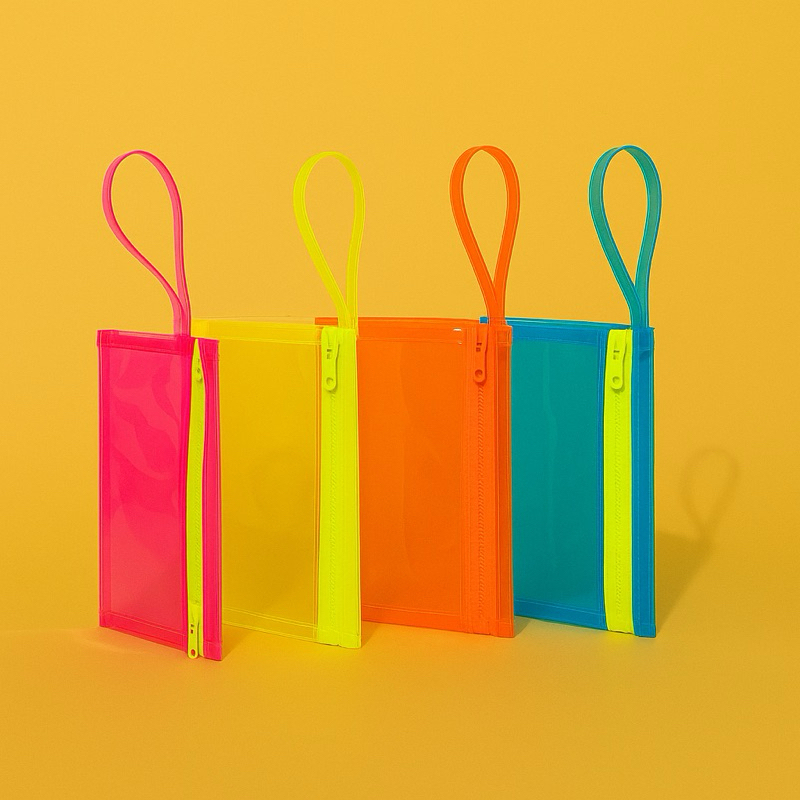 Carteira Moderna Feminina com zíper, porta moedas, cartão e documentos, slim Neon