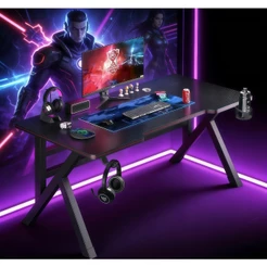 Mesa Gamer para Computador, Estudo e Home Office com Porta-Copos e Suporte para Headset