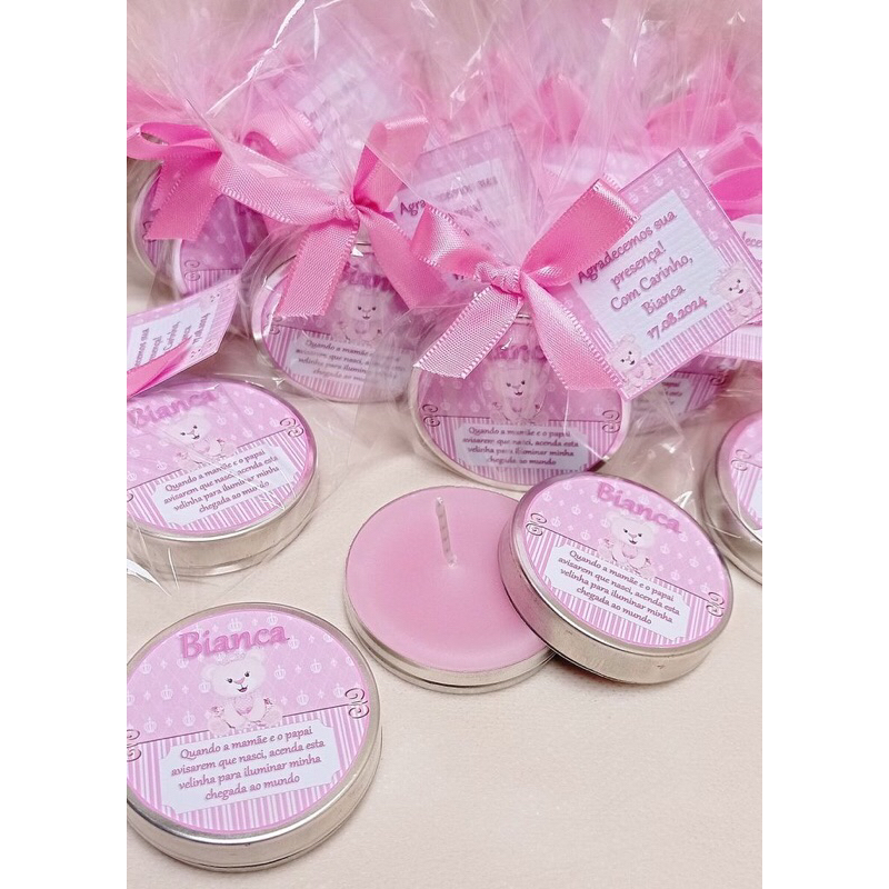Vela Aromática Personalizada na Latinha Lembrancinha Batizado Aniversário Casamento kits vela artesana
