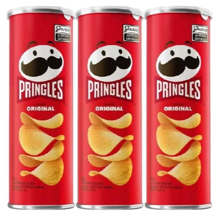 Combo Batata Pringles sabores Original, cebola e churrasco 3 unidades de 104g