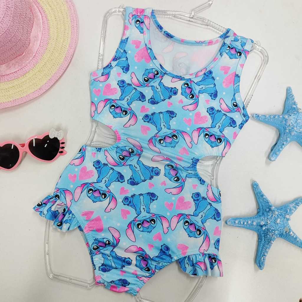 Maiô Infantil Menina Com Babado Moda Praia Piscina Aberto Nas Costas Sereia 2 a 10 anos em Oferta na Shopee