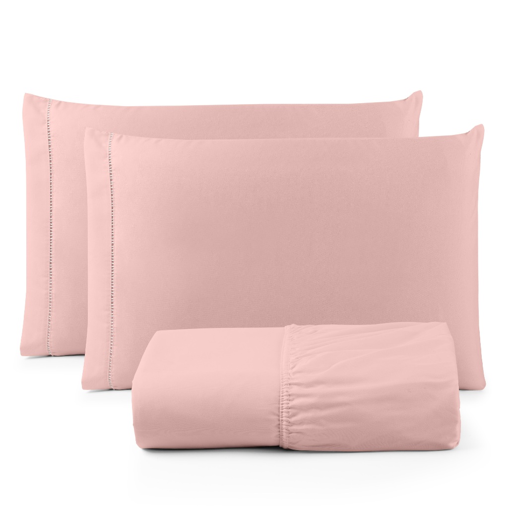 Jogo Roupa De Cama 3 Peças Micropercal 400 Fios Ponto Palito Cama Casal Solteiro Queen King e Berço
