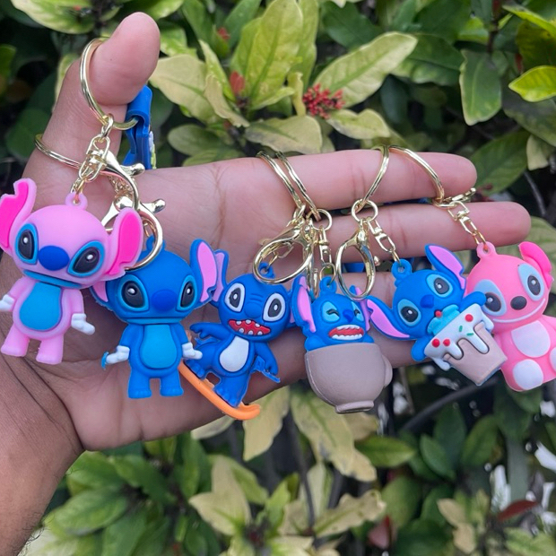 Kit 6 Chaveiro Stitch Angel ou 4 e 2 Un Lilo Casal 3D Azul/rosa Lilo Stitch Tema Festa Aniversário Chá de Bebê Mimo