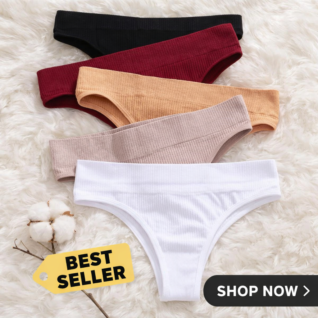 Kit 3 5 7 Calcinhas Caneladas Femininas Poliamida Cintura Média Confortável Tanga Alta Elasticidade