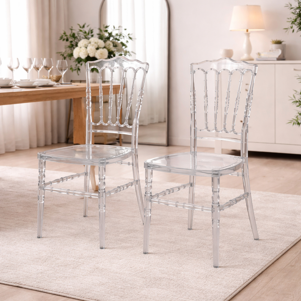 Kit com 2 Cadeiras Transparente Policarbonato Cristal Dio'r Sala de Jantar e Eventos - Seat&co