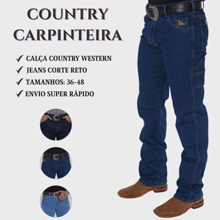 Calça Jeans Masculina Carpinteira Country Tecido Grosso Cavalgada Rodeio Premium Westerm Montaria em Oferta na Shopee