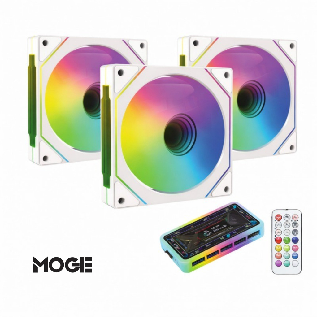 Kit 3 Ventoinhas RGB 120mm | Controlador + Controle | Silencioso PC Gamer