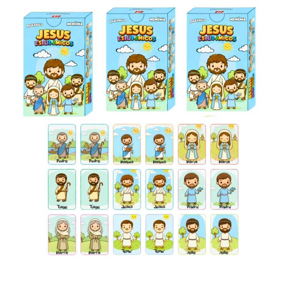 Kit 10/12/15/20/30/50 Jogos Da Memoria Jesus e Seus Amigos Bíblico Infantil Festa Lembrancinha Aniversario Prenda em Oferta na Shopee