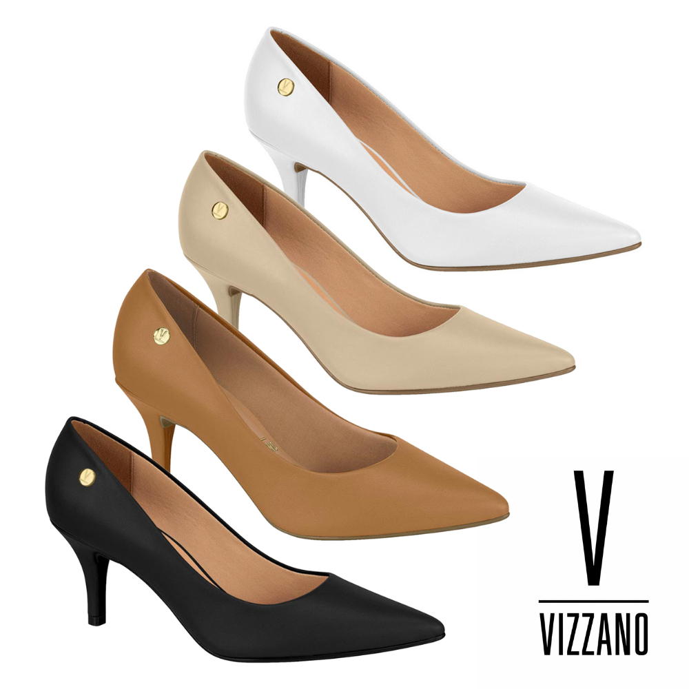 Sapato Feminino Scarpin Salto Baixo Vizzano Original Confortável Elegante