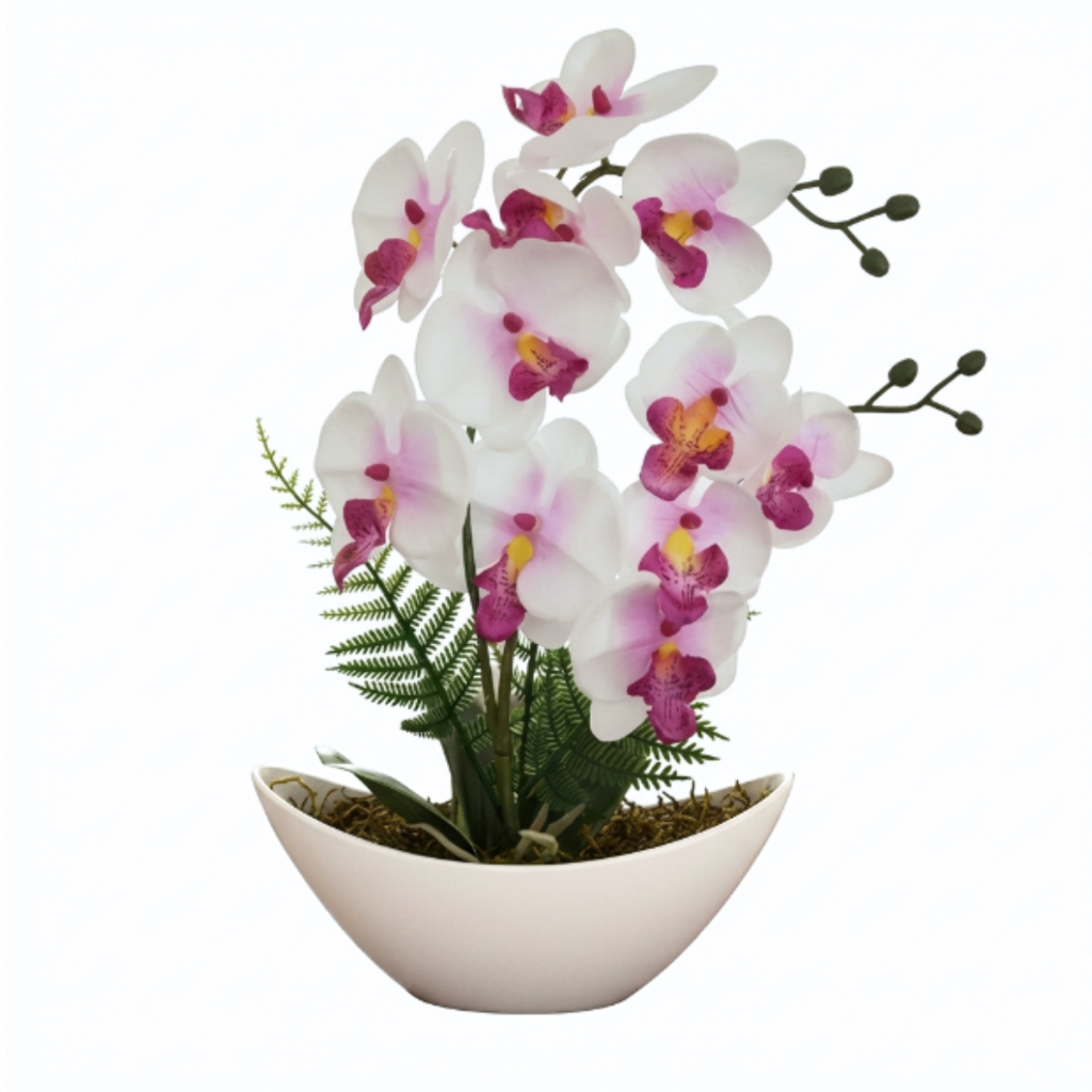 Arranjo de Orquídea Artificial Com Vaso Barca Luxuoso em Oferta na Shopee