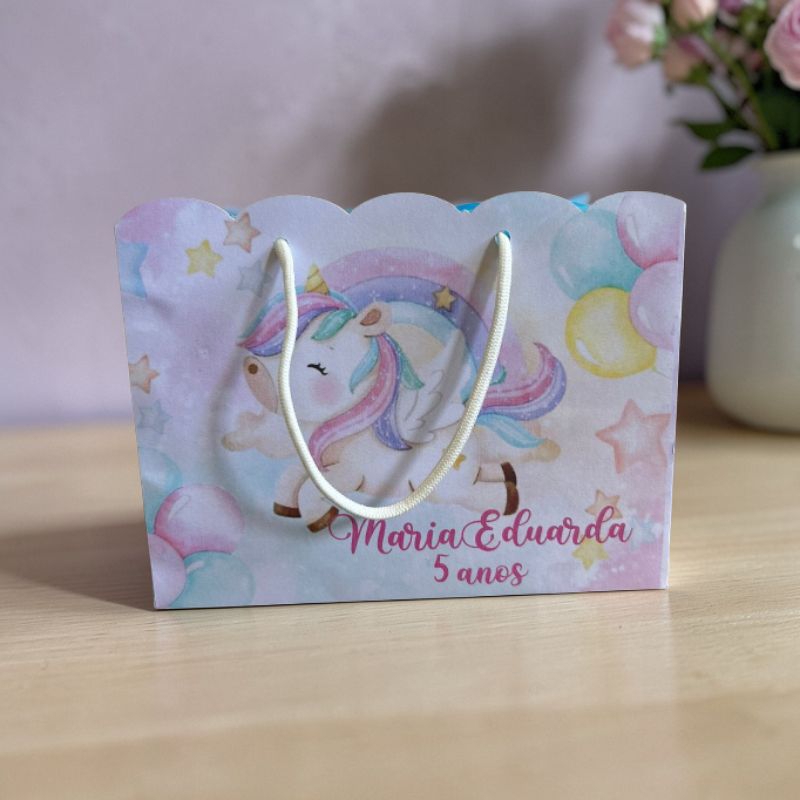 Sacolinha Unicórnio | Sacolinha personalizada | Lembrancinha | Aniversário Unicórnio - PEGUE E MONTE