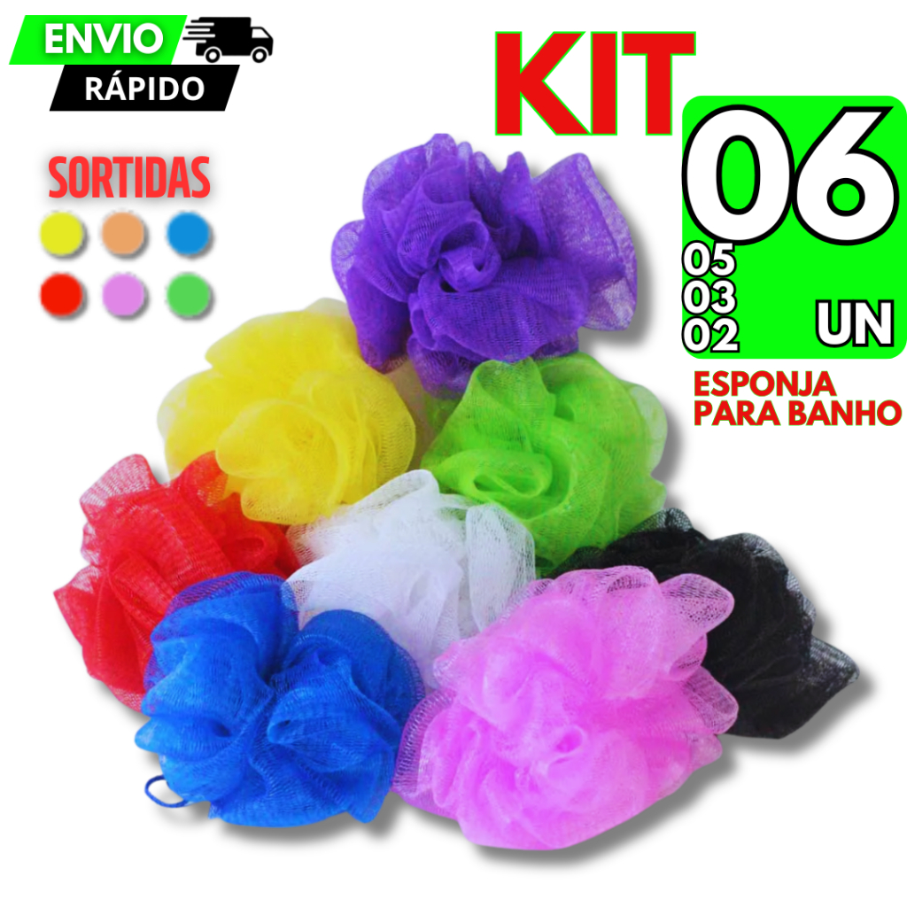 Kit 06/05/03/02 Bucha Banho Premium Relaxante Esponja Nylon Com Cordinha Esponja Qualidade Cores Sortidas Durável em Oferta na Shopee