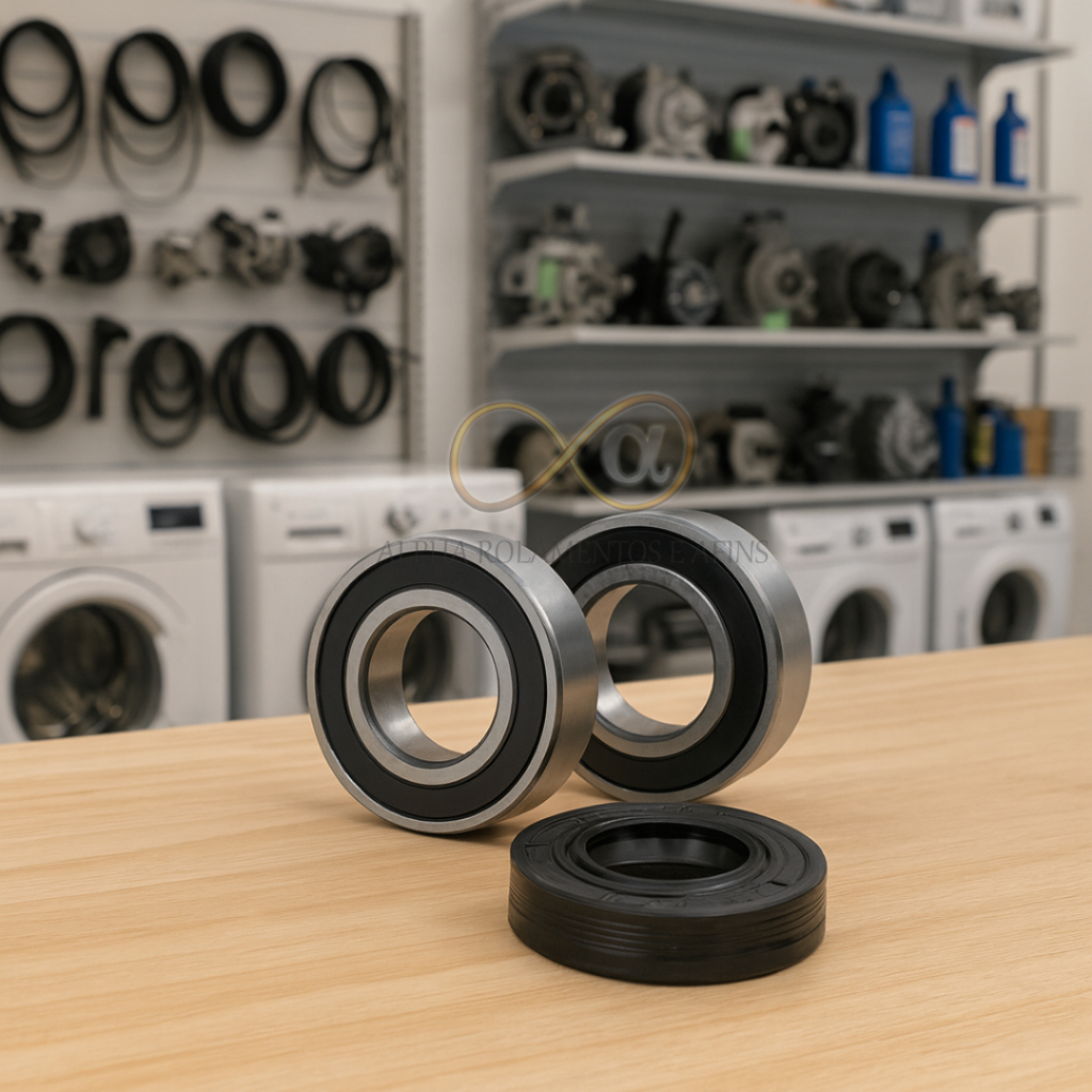 Kit 2 Rolamentos + 1 Retentor Sabó Lavadora Compativel Eletrolux Diversos Modelos