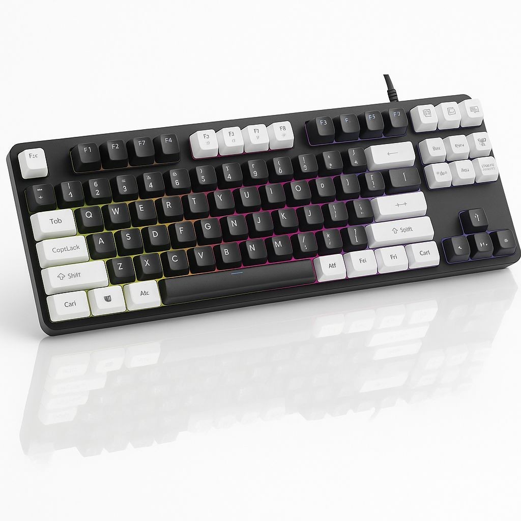 Teclado Gamer Rgb Led Com Fio 88 Teclas Semi Mecânico vt-088 Usb Cor Preto Idioma Português Brasil