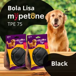 2 Bola Lisa MACIÇA MyPetOne Black 75mm Brinquedo RESISTENTE Para Cães