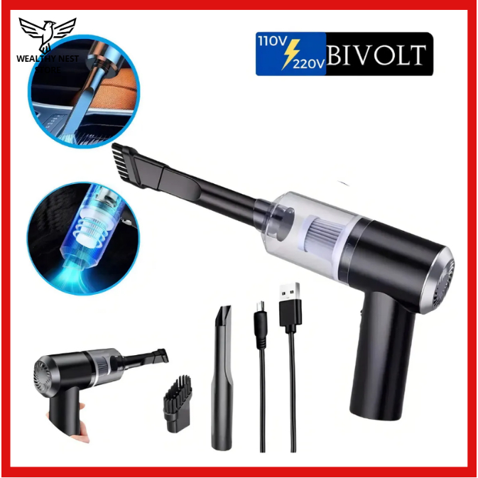 Mini Aspirador Portátil Sem Fio 3 em 1 USB Recarregável 120W Sucção Potente Carro Casa Soprador