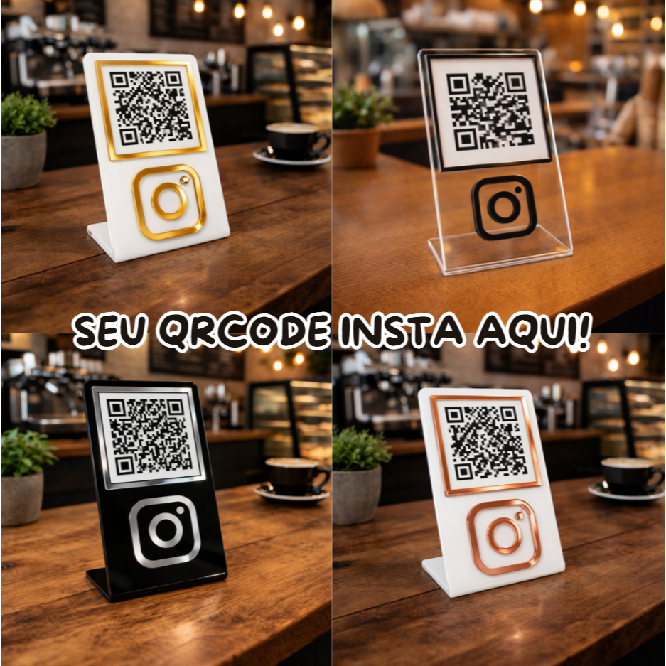 Placa PARA QRCODE de ACRÍLICO INSTAGRAM - Várias Cores! Rose, Dourado, Prateado e muito MAIS!