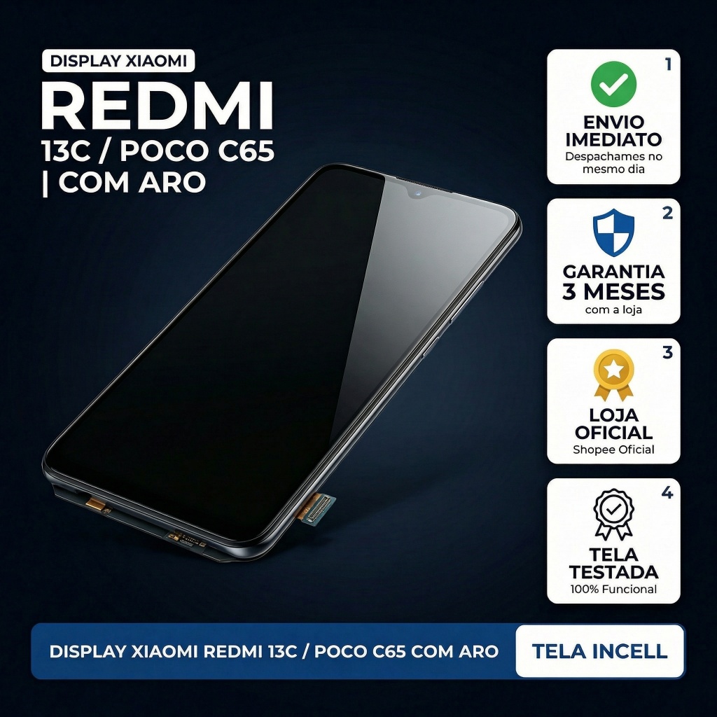 Tela Display Frontal Xiaomi Redmi 13C POCO C65  COM ARO INCEL