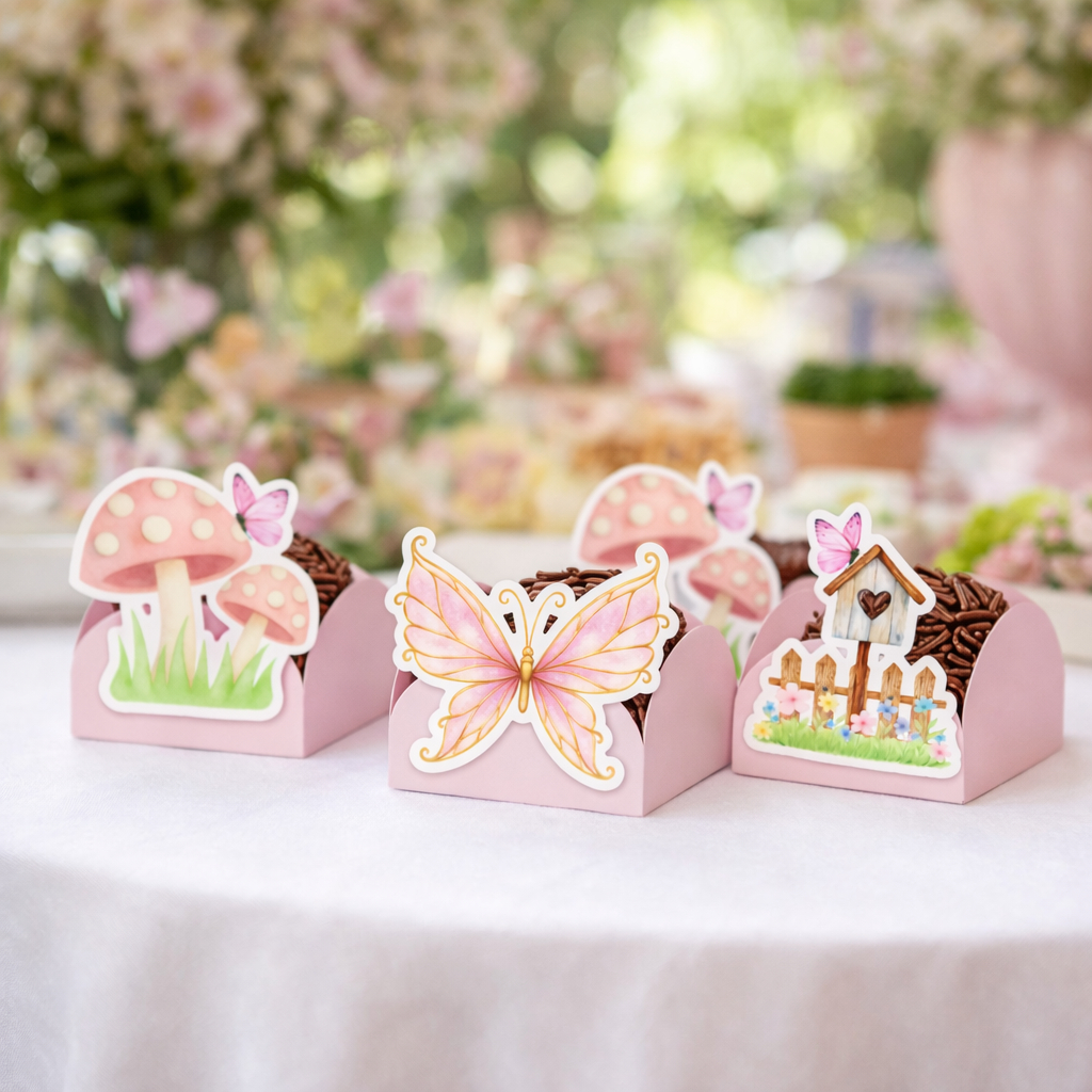 Kit com 50 Forminhas para Doces + 50 Apliques Jardim (Arte1)