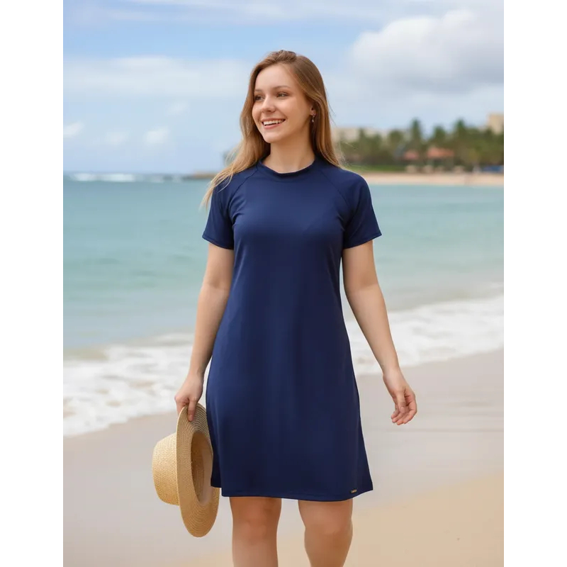 Vestido Proteção Solar UV50+ Modesto Saída De Praia Evangélico Toque Gelado Plus Size