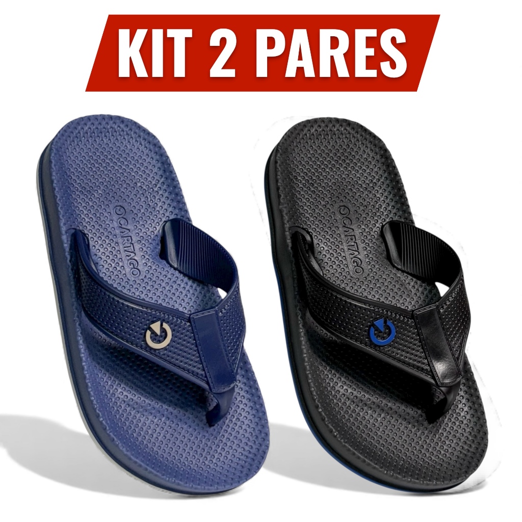 Kit 2 Pares Chinelo Infantil Juvenil Menino - Leve e Confortável