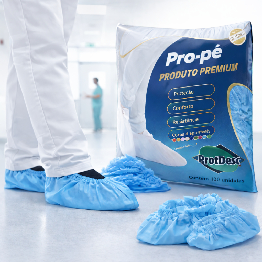 Propé Azul Sapatilha Premium Luxo Pct. c/ 100 und. Pro pé Protetor Calçado Botinha Pro-pé Hospitalar