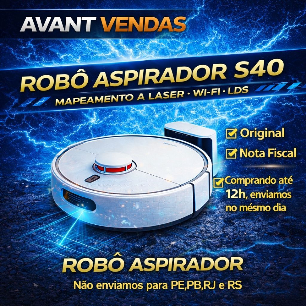 Robô Aspirador Xiaomi Vacuum S40 10.000 PA Laser LDS Bivolt Lacrado Lançamento 2025 NÃO ENVIA PE /RS