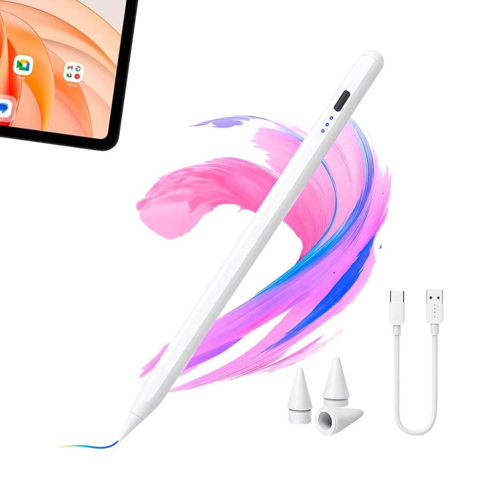 Caneta Pencil Para iPad 11 A16 2026 Palm Rejection Alta Precisam 1mm Cor Branco