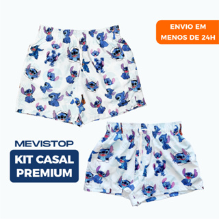 Kit Short Casal Stitch Original Luxo Conjunto Combinando Alta Qualidade Mauricinho em Oferta na Shopee