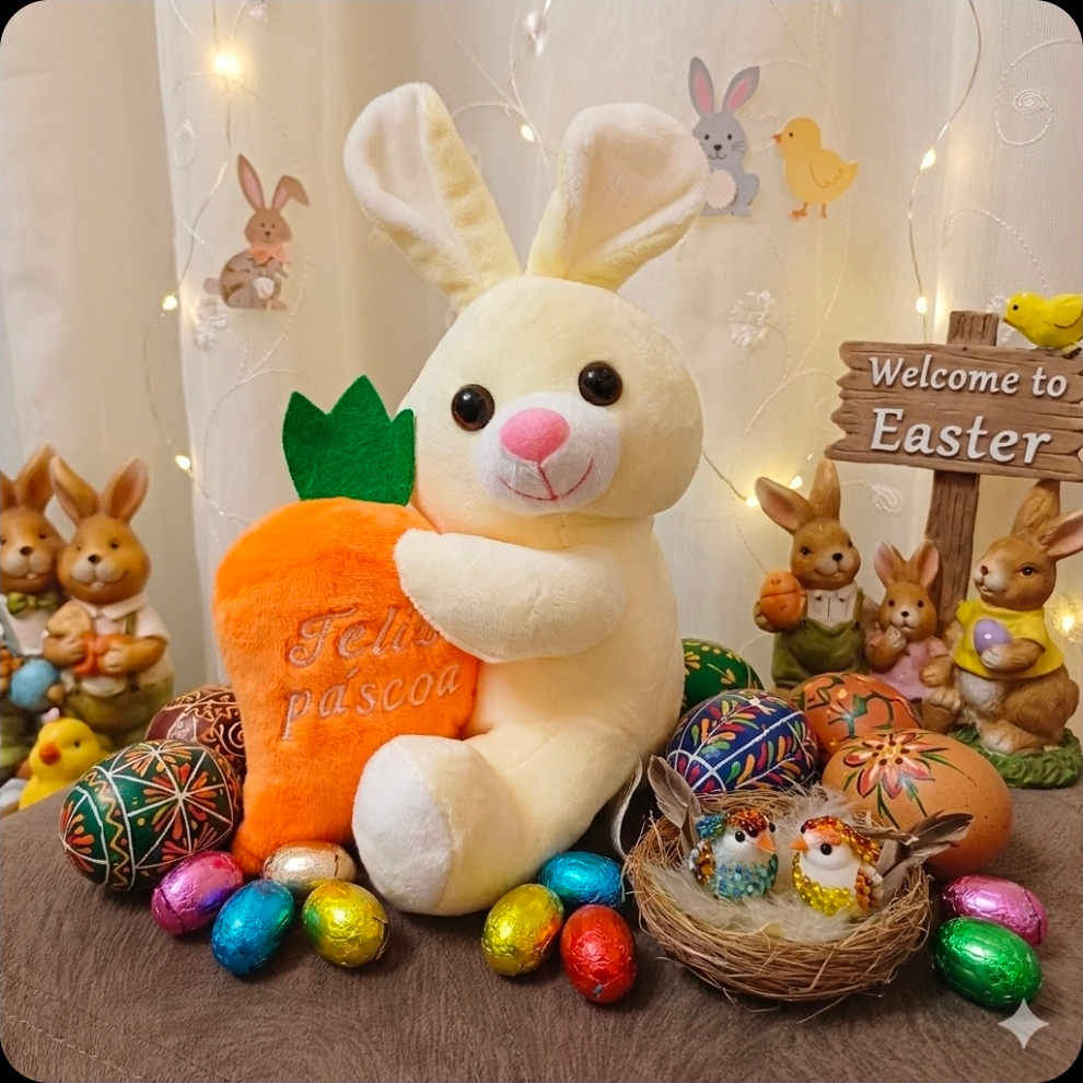 Coelho da Páscoa Pelúcia Antialérgico Vários Tamanhos Brinquedo, Presente, Criança Menina Menino Páscoa