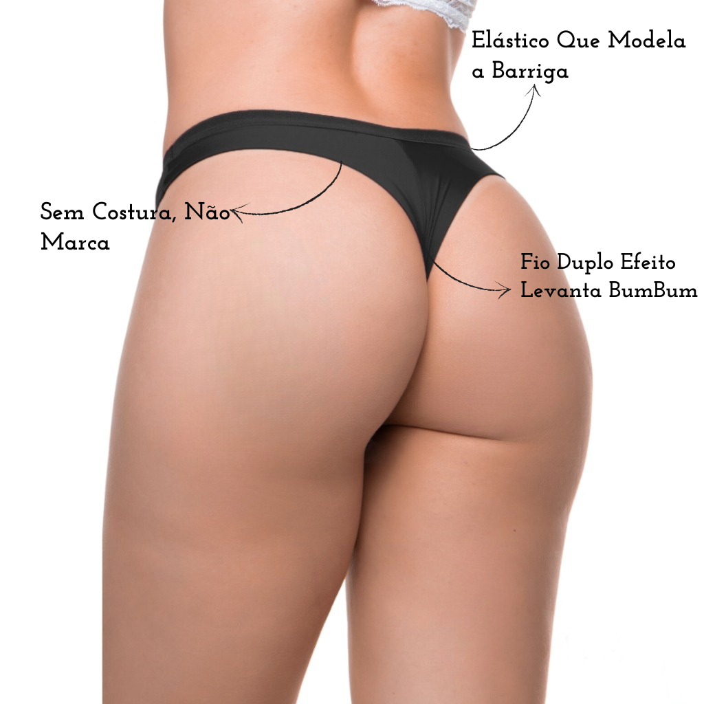 Kit 3 Calcinhas Fio Dental Fio Duplo Levanta Bumbum Sensual Confortável Segura Barriga
