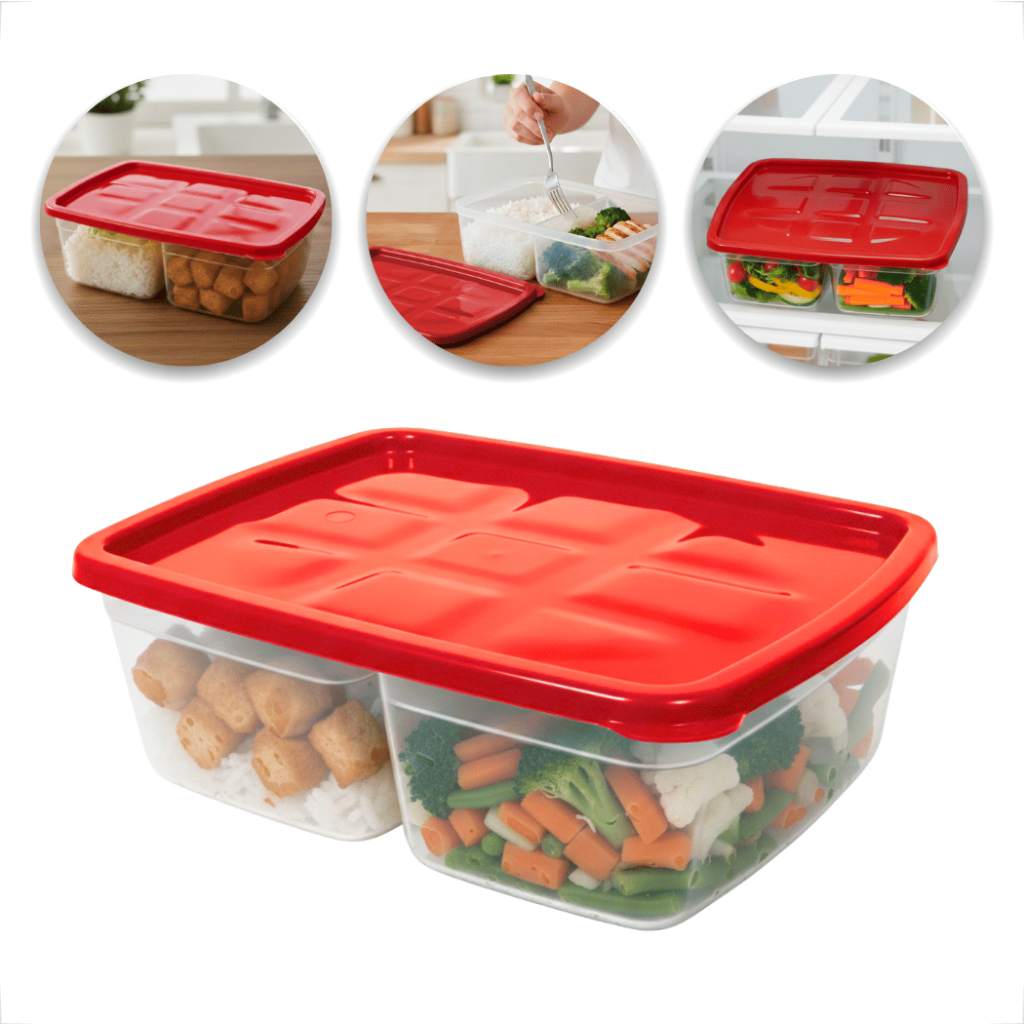 Pote Marmita 1,5 Litros 2 Divisórias P/ Microondas E Freezer