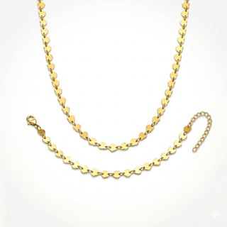 Colar Choker + Pulseira  Corações Delicado Ajustável + Brilho Elegante Folheado a Prata e Ouro em Oferta na Shopee