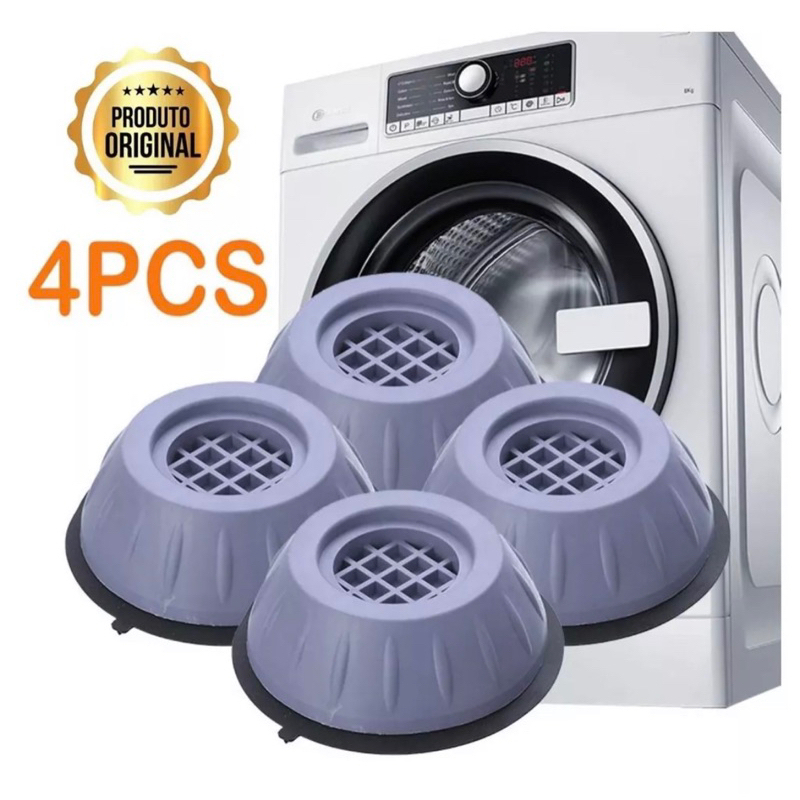 Kit 4 Peças Suporte Anti Vibração Amortecedor De Borracha Pé Máquina Lavar Roupas Nivelador