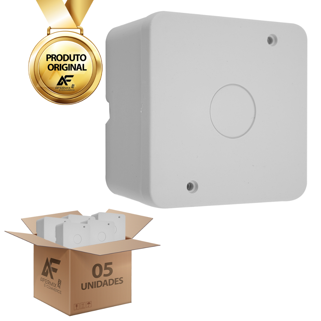 Kit 5 Caixas CFTV Quadrada Organização Câmera 9x5,5cm