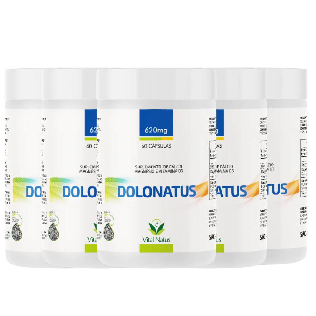 Kit 5 Dolonatus Vital Natus Cálcio Magnésio Vitamina D | 300 Cápsulas | Suplemento Mineral