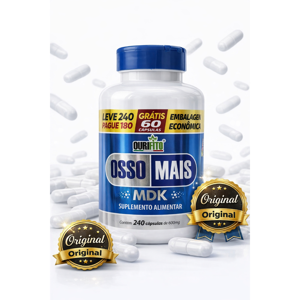 Osso Mais MDK 240 Cápsulas Ourifito Cálcio Vitamina D3 K2 Magnésio