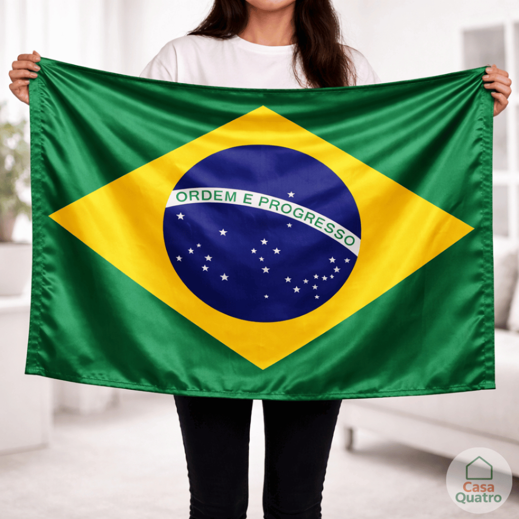 Bandeira do Brasil Grande Tecido Cetim Resistência à Água 147x95cm