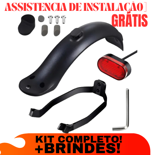 KIT Paralama Patinete +ASSISTENCIA DE INSTALAÇÃO! Patinete Elétrico Compatível Xiaomi M365  Foston S09 Luz de Freio