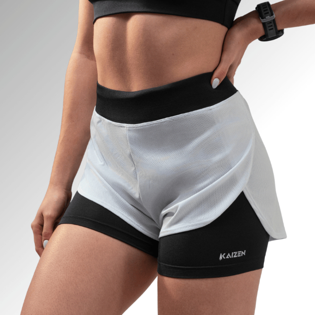 Short Duplo Fitness Compreensão Bermuda Academia Feminino 2 em 1