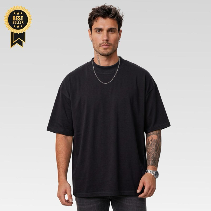 Camiseta Oversized Masculina Lisa 100% Algodão Fio 30.1 Gola Ribana Canelada Tecido Premium Ideal Para Qualquer Evento