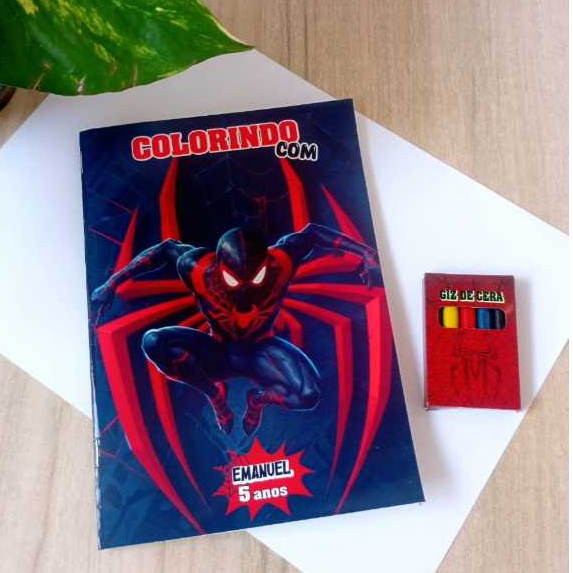 Kit de Colorir Lembrancinha Personalizada/Livro + Mini Giz - Homem Aranha MILES MORALES / livrinho de colorir de colorir