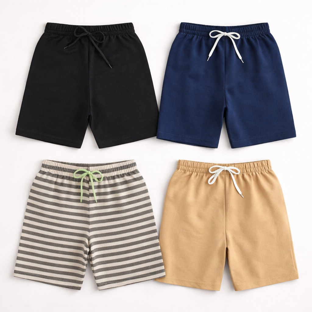 Kit 3 ou 5 Bermudas Moletinho Infantil Menino Algodão - Short Cores Sortidas Confortável e Estiloso