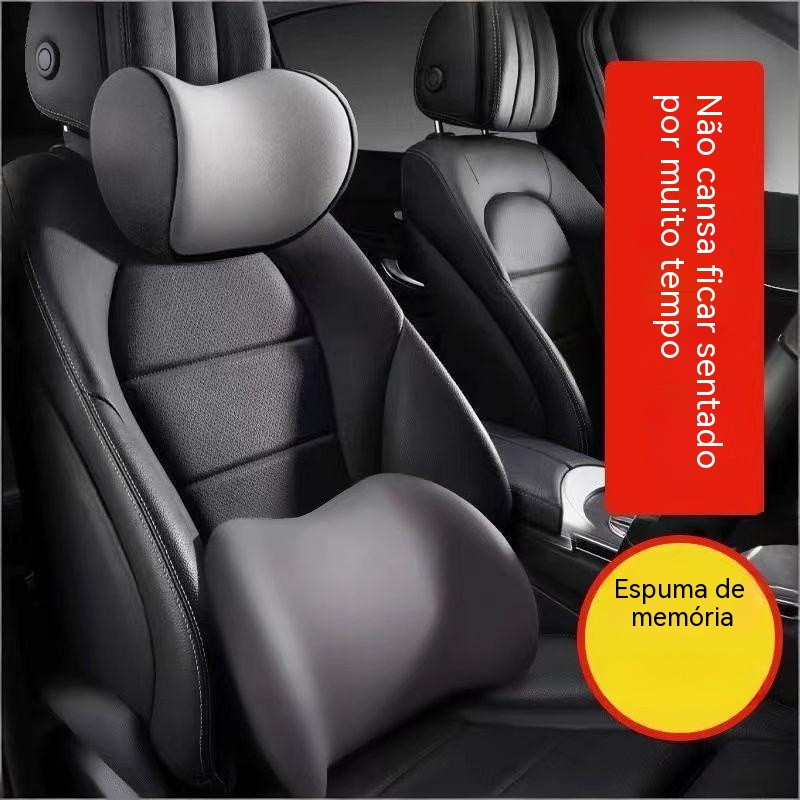 Travesseiro cervical e almofada lombar de espuma memória automotiva, suporte concavo, ergonômico uso em todas as estaçõs