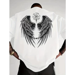 Camiseta 100% Algodão Oversized Masculina Streetwear Estampa Asas Manga curta Envio Rapido