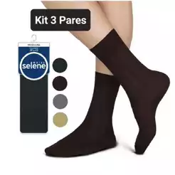 Kit 3 Pares De Meia Social Masculina Selene Poliamida Fina 3030