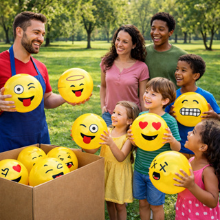 kit 10 Bolas de Vinil Emoji Piscina Decoração, Festas, No Atacado em Oferta na Shopee