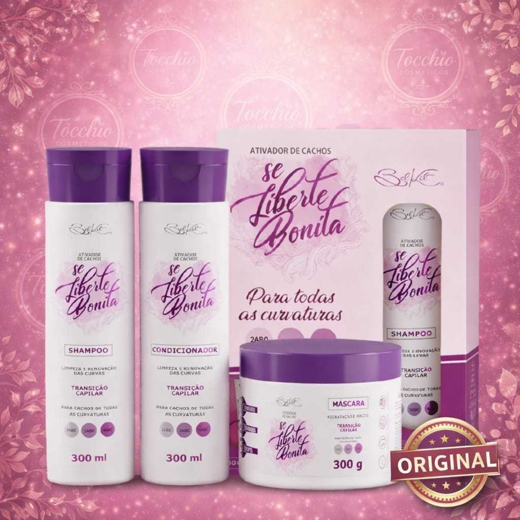 Kit Capilar SE LIBERTE BONITA BELKIT 03 itens - Shampoo Condicionador Mascara Para Cabelos Cacheados