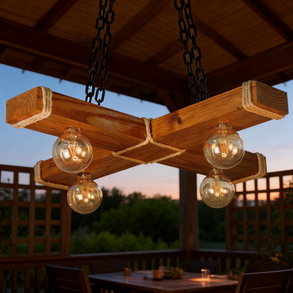 Luminária Caibro Decoração Rustica Vintage Pendente Industrial  Bocal E-27 Bivolt Madeira Nobre