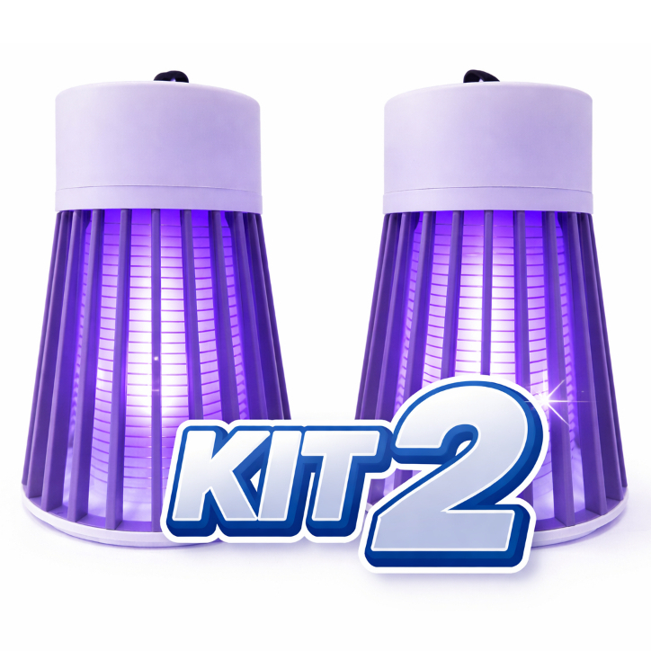 Kit 2 Luminária Mata Mosquito Elétrica Repelente Armadilha para Insetos Led Uv Pernilongo Dengue